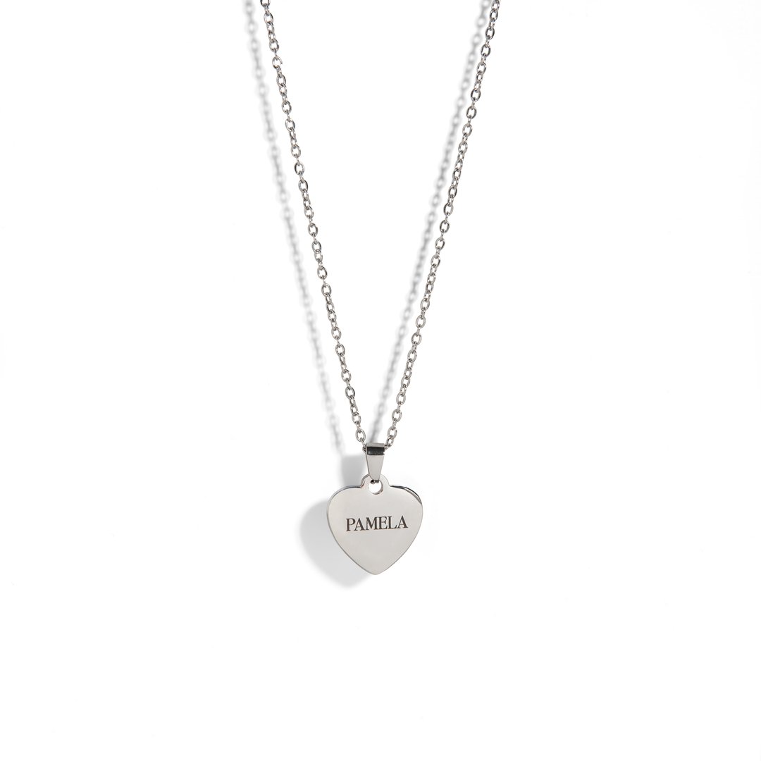 SILVER HEART CUSTOM NECKLACE - COLLARES GRABADOS - Malandra Jewelry - ESYC8