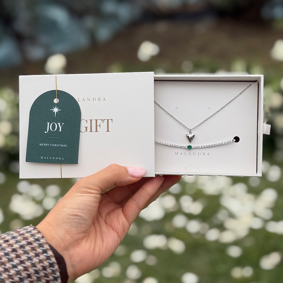 SILVER HEART TENNIS GIFT SET - SETS DE REGALO - Malandra Jewelry - SET157 - ZXC8.P / ZXP17