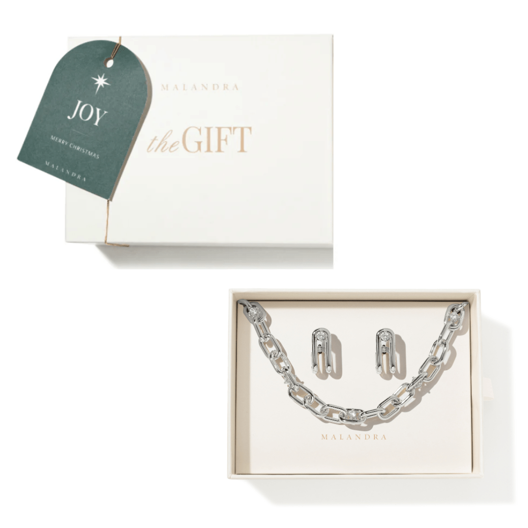 SILVER LINKS CURVE GIFT SET - SETS DE REGALO - Malandra Jewelry - SET145 ICA435.P/ICC441.P