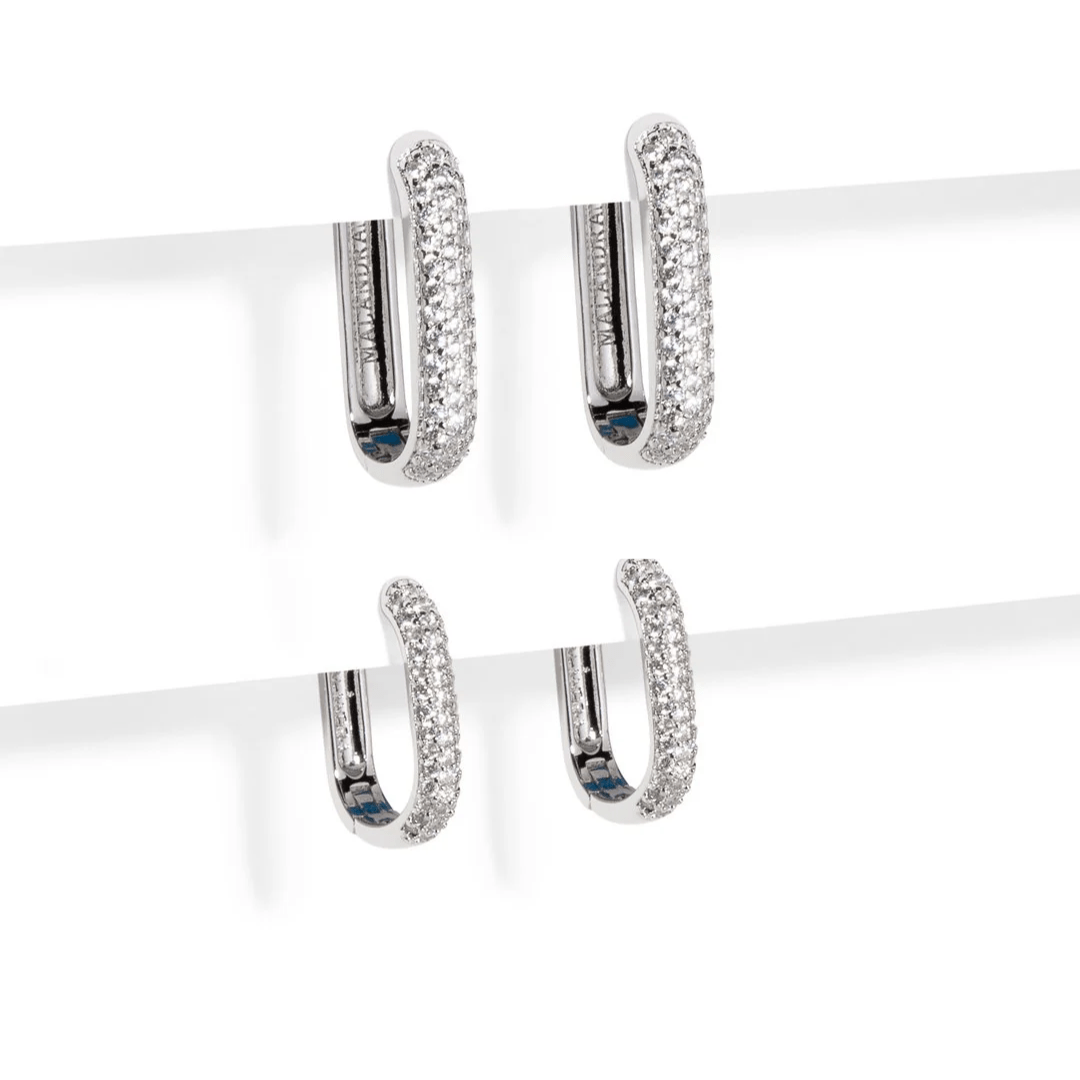 SILVER LINKS PAVE GIFT SET - SETS DE REGALO - Malandra Jewelry - SET147 ICA442.P/ICA439.P