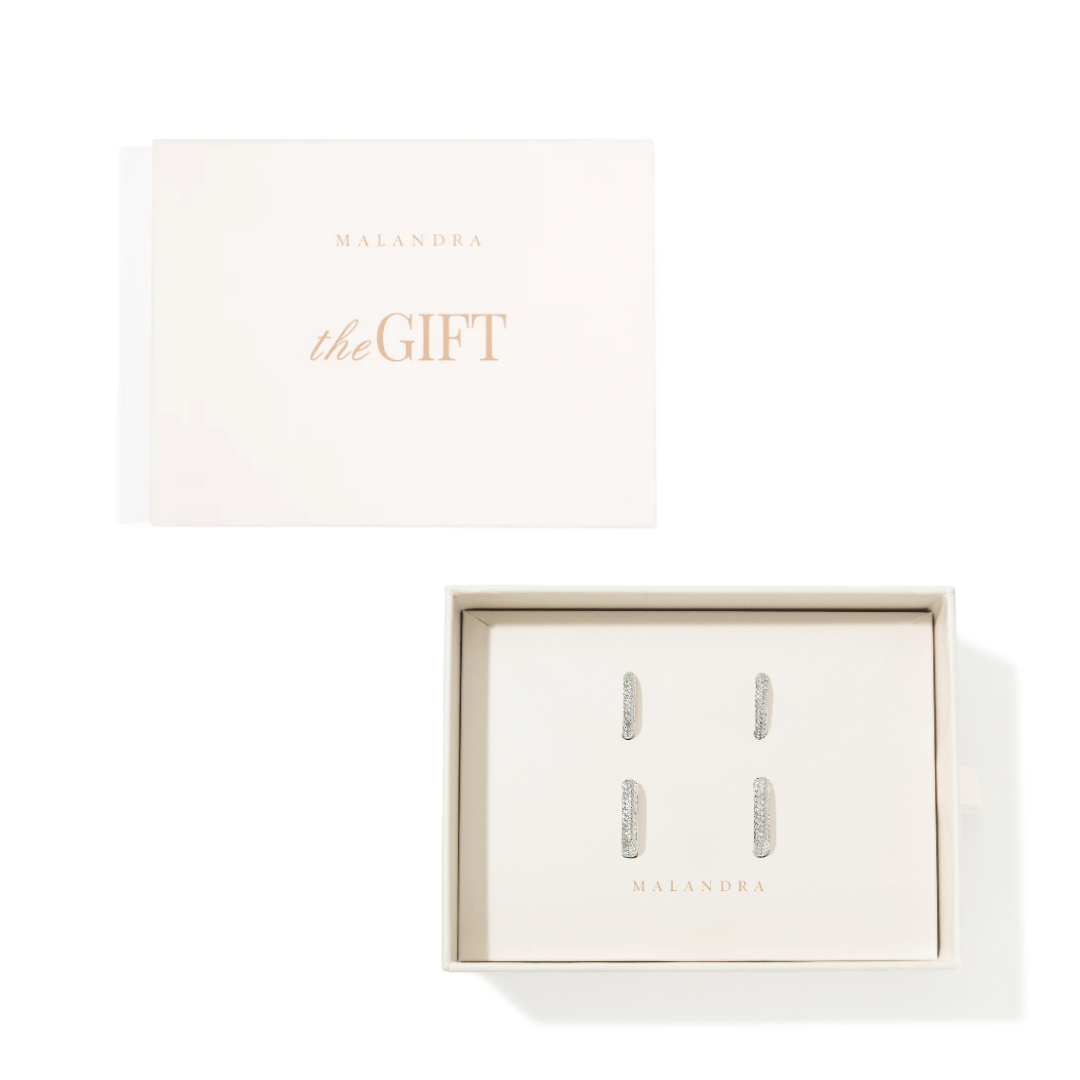 SILVER LINKS PAVE GIFT SET - SETS DE REGALO - Malandra Jewelry - SET147 ICA442.P/ICA439.P