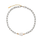 SILVER LINKS PEARL NECKLACE - COLLARES - Malandra Jewelry - TC1716