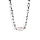 SILVER LINKS PEARL NECKLACE - COLLARES - Malandra Jewelry - TC1716
