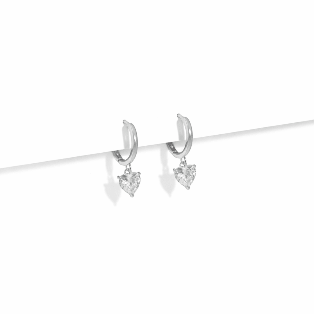 SILVER LOVE DROP HOOPS - ARETES - Malandra Jewelry - ZWA128.P-QX01326