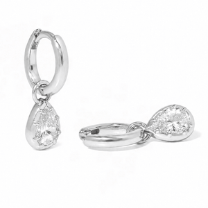 Silver Luxe Pear Huggies - ARETES - Malandra Jewelry - LSA9.P-HC57336