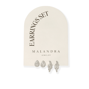 Silver Majestic Earrings Set - ARETES - Malandra Jewelry - ZYA15.P