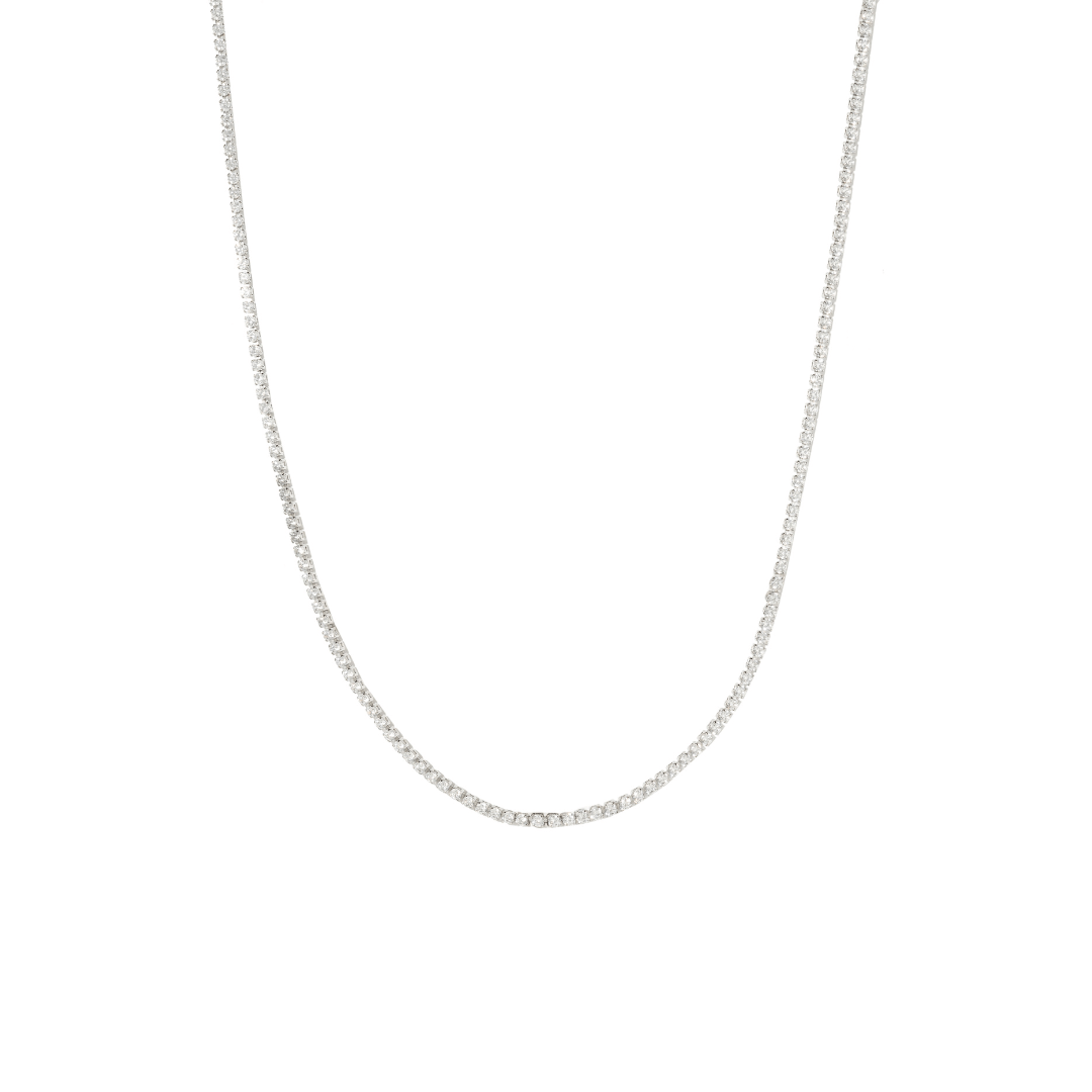 SILVER MEDIUM TENNIS NECKLACE - COLLARES - Malandra Jewelry - EYHC81-MODEL 6 NECKLACE