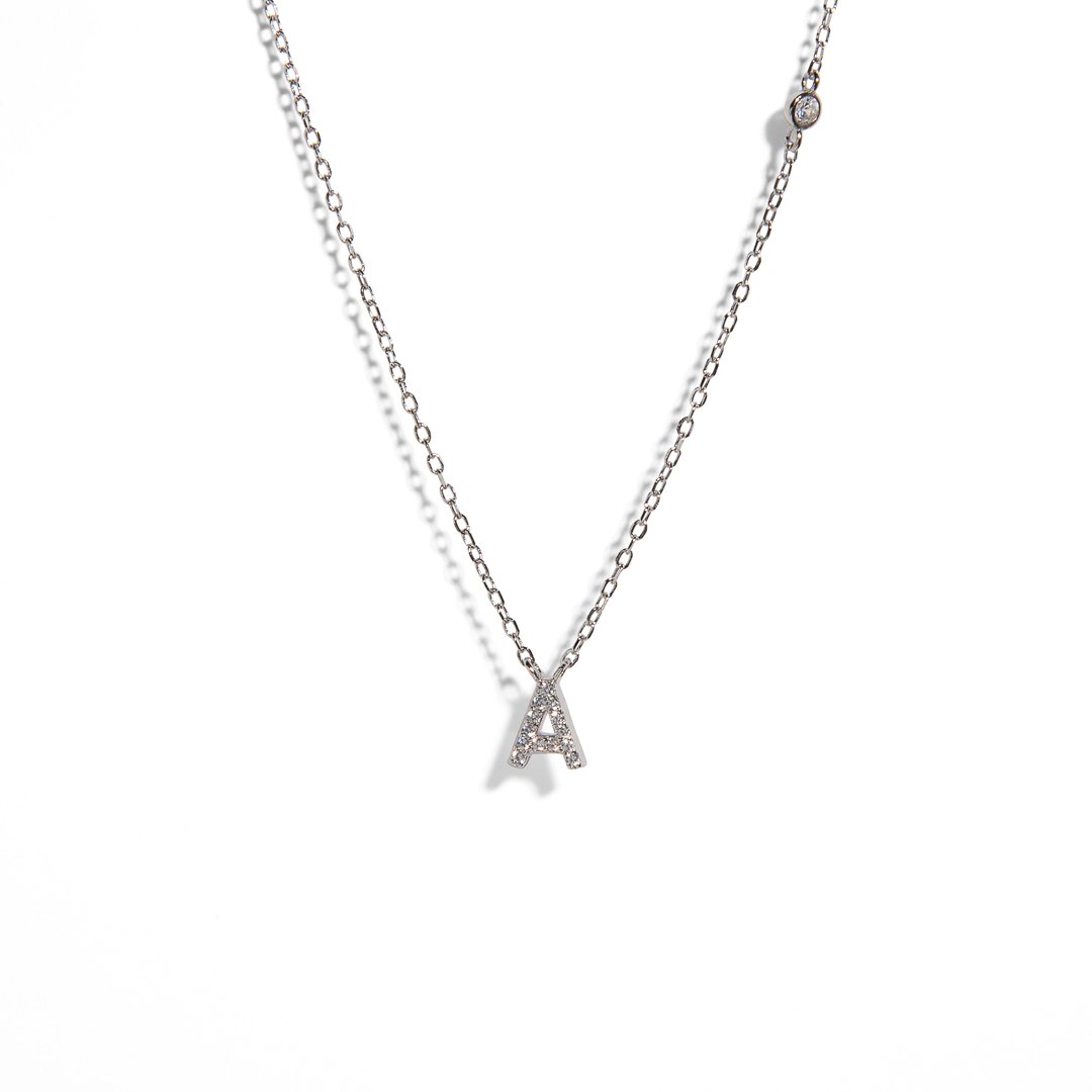 SILVER MILANO LETTER NECKLACE - COLLARES - Malandra Jewelry - EAWC37.A