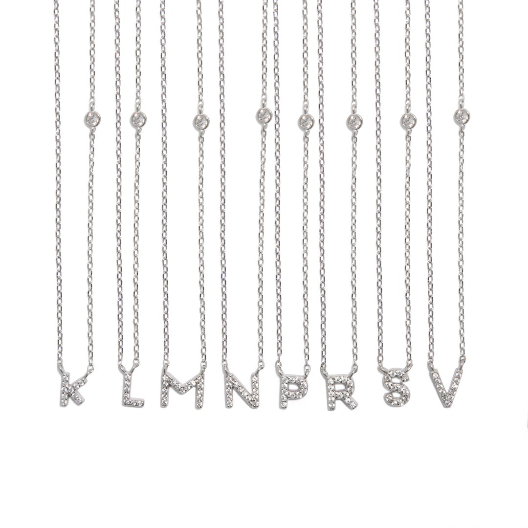 SILVER MILANO LETTER NECKLACE - COLLARES - Malandra Jewelry - EAWC37.A