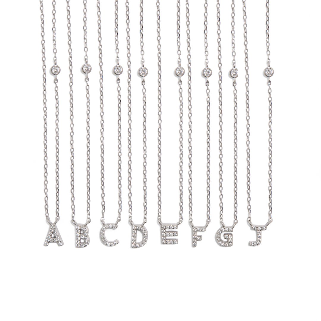 SILVER MILANO LETTER NECKLACE - COLLARES - Malandra Jewelry - EAWC37.A