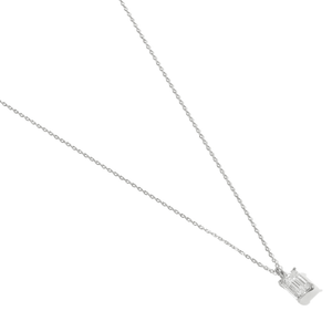 Silver Moissanite Emerald Necklace - COLLARES - Malandra Jewelry - LRC14.P-SMON09-P-6X8