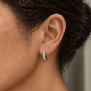 Silver Moissanite Luxe Hoops - ARETES - Malandra Jewelry - LRA13.P-SMOE14-P