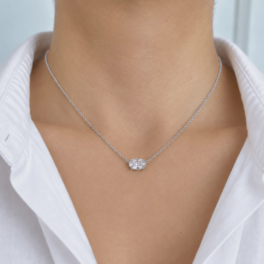 Silver Moissanite Muse Necklace - COLLARES - Malandra Jewelry - LSC28.P-HC59187