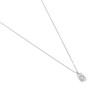 Silver Moissanite Oval Necklace - COLLARES - Malandra Jewelry - LRC15.P-SMON03-P-7X9