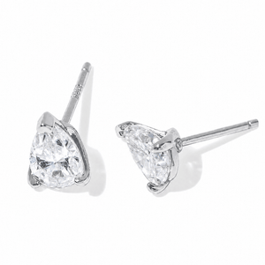 SILVER PEAR MOISSANITE STUDS - ARETES - Malandra Jewelry - LRA8.P-SMOE01-P-5X8