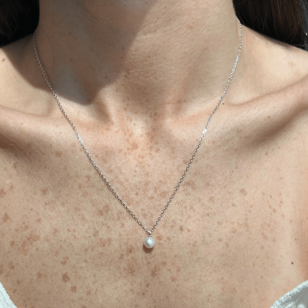 SILVER PEARL GLAM NECKLACE - COLLARES - Malandra Jewelry - ZOC2.P - YE06503AOCB