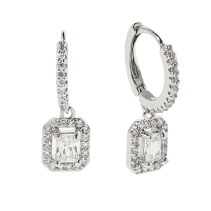 Silver Radiant Halo Earrings - ARETES - Malandra Jewelry - ZYA11.P