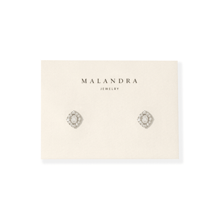 Silver Regal Halo Studs - ARETES - Malandra Jewelry - ZWA195.P-QX08573YN