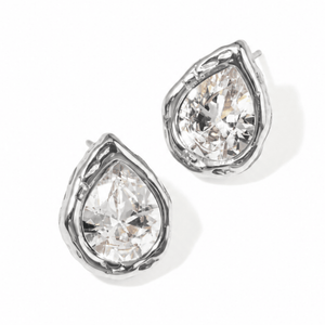 Silver Rustic Drop Studs - ARETES - Malandra Jewelry - EUWA655.P-JDE0305344-S-5