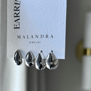 Silver Sculpted Earrings Set - ARETES - Malandra Jewelry - ZYA1.P