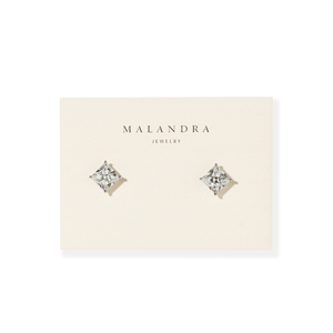 Silver Shimmer Square Studs - ARETES - Malandra Jewelry - ZWA159.P-QX01076ZYN