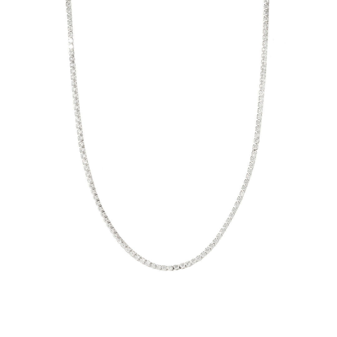 SILVER SMALL TENNIS NECKLACE - COLLARES - Malandra Jewelry - EYHC80-MODEL 5 NECKLACE