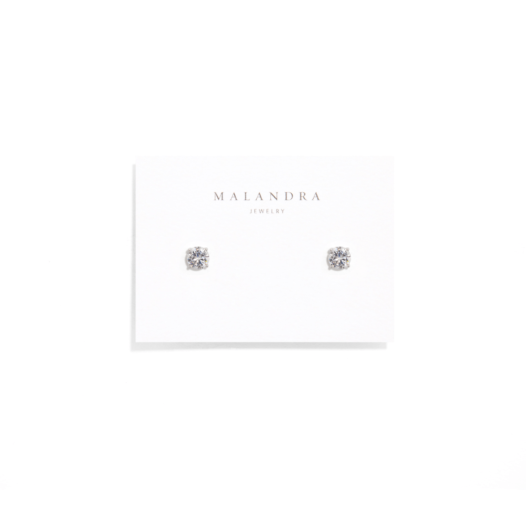 SILVER SPARK LUXE STUDS - ARETES - Malandra Jewelry - ZWA23.P - QX00880YX