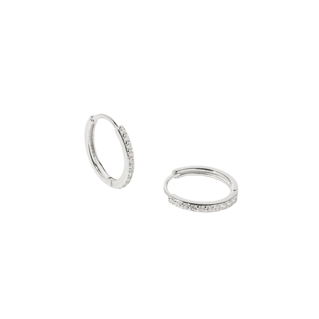 SILVER SPARK MEDIUM HOOPS - ARETES - Malandra Jewelry - FBA466-1EAR0047-RR