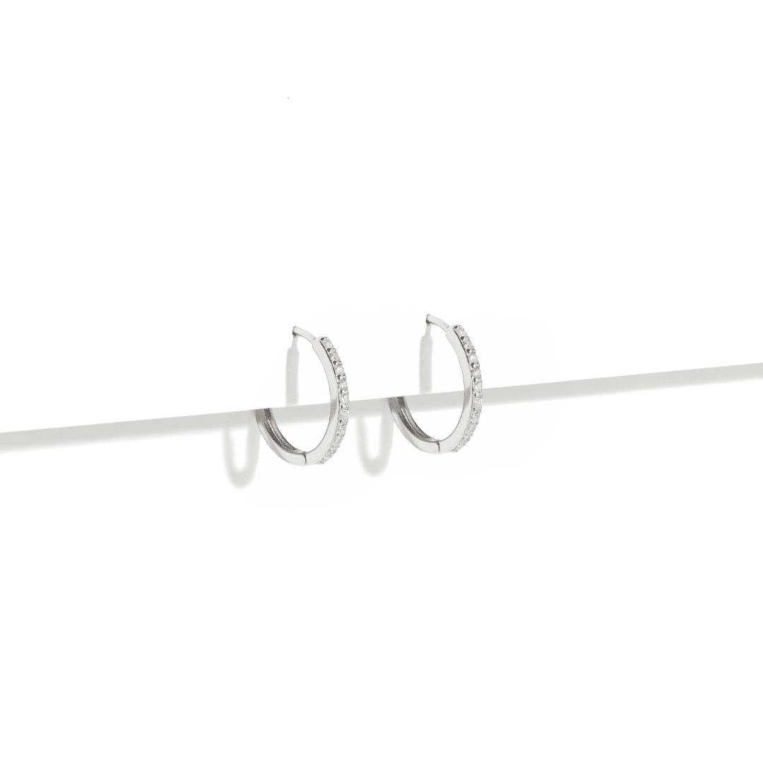 SILVER SPARK MEDIUM HOOPS - ARETES - Malandra Jewelry - FBA466-1EAR0047-RR