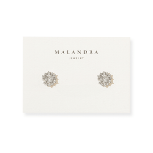 Silver Sparkle Cluster Studs - ARETES - Malandra Jewelry - ZWA162.P-QX02219ZYN
