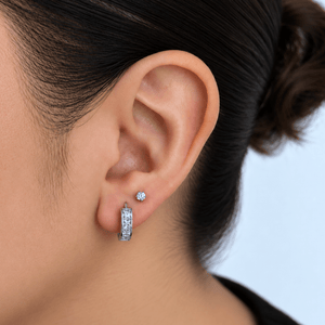 Silver Sparkle Row Hoops - ARETES - Malandra Jewelry - ZWA192.P-QX07952F