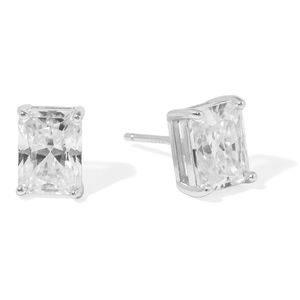 SILVER SQUARE MOISSANITE STUDS - ARETES - Malandra Jewelry - LRA6.P-SMOE06-P-6X8