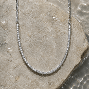 Silver Tennis & Link Necklace - COLLARES - Malandra Jewelry - EUWC302.P-JDN0112047-S-WT