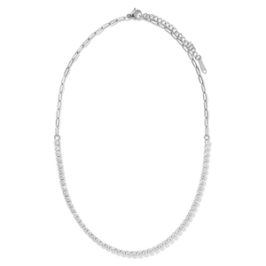 Silver Tennis & Link Necklace - COLLARES - Malandra Jewelry - EUWC302.P-JDN0112047-S-WT