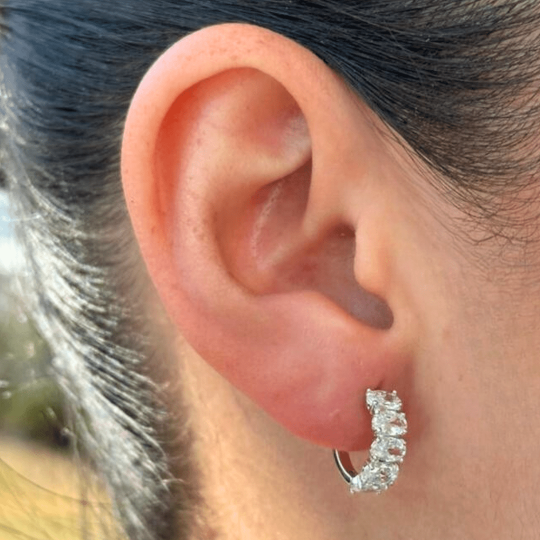 SILVER TRINITY LUX HOOPS - ARETES - Malandra Jewelry - ZWA94.P-QX02468