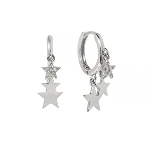 Silver Twinkle Hoops - ARETES - Malandra Jewelry - ZYA4.P