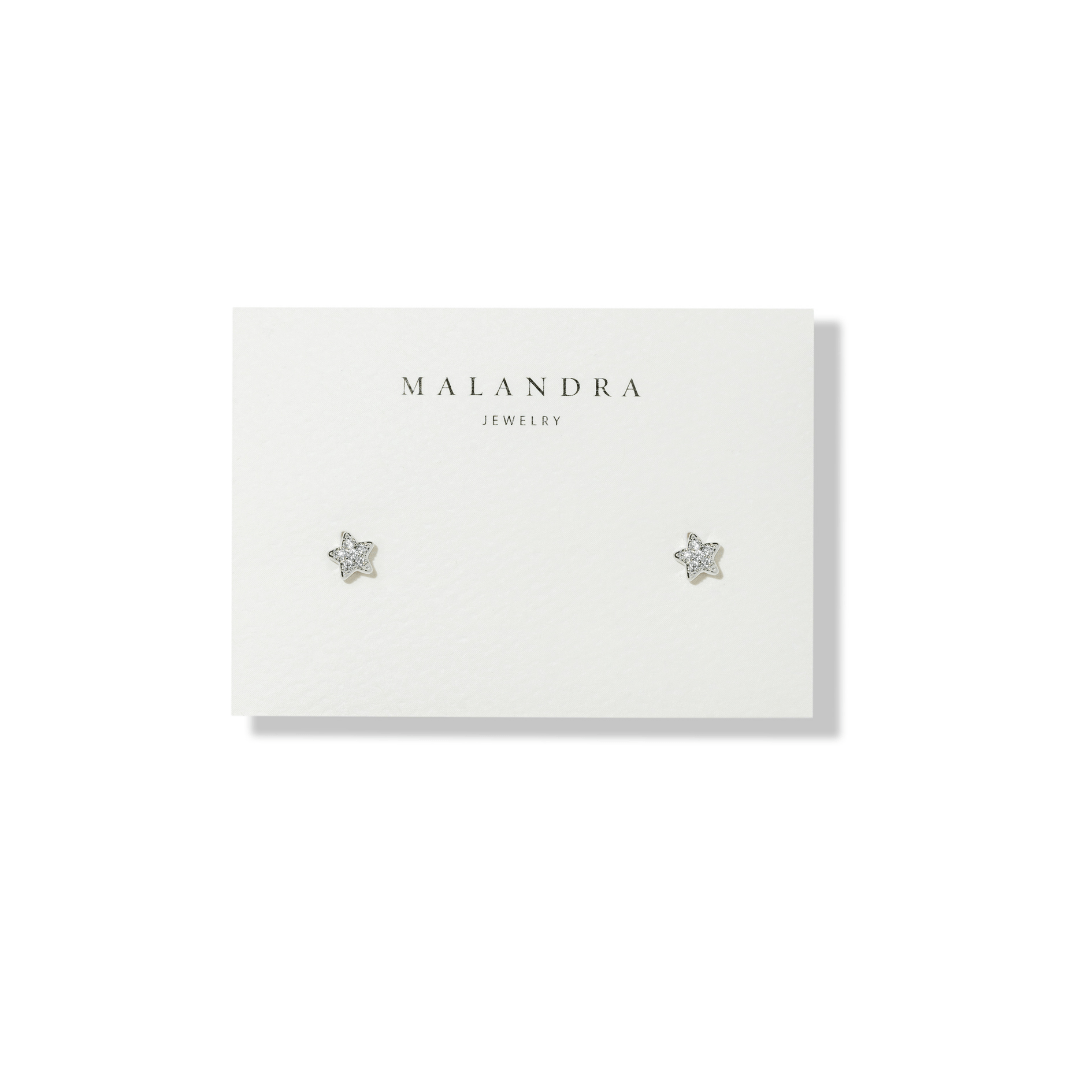 SILVER TWINKLE STAR EARRINGS - ARETES - Malandra Jewelry - ZWA21.P - QX00885Y