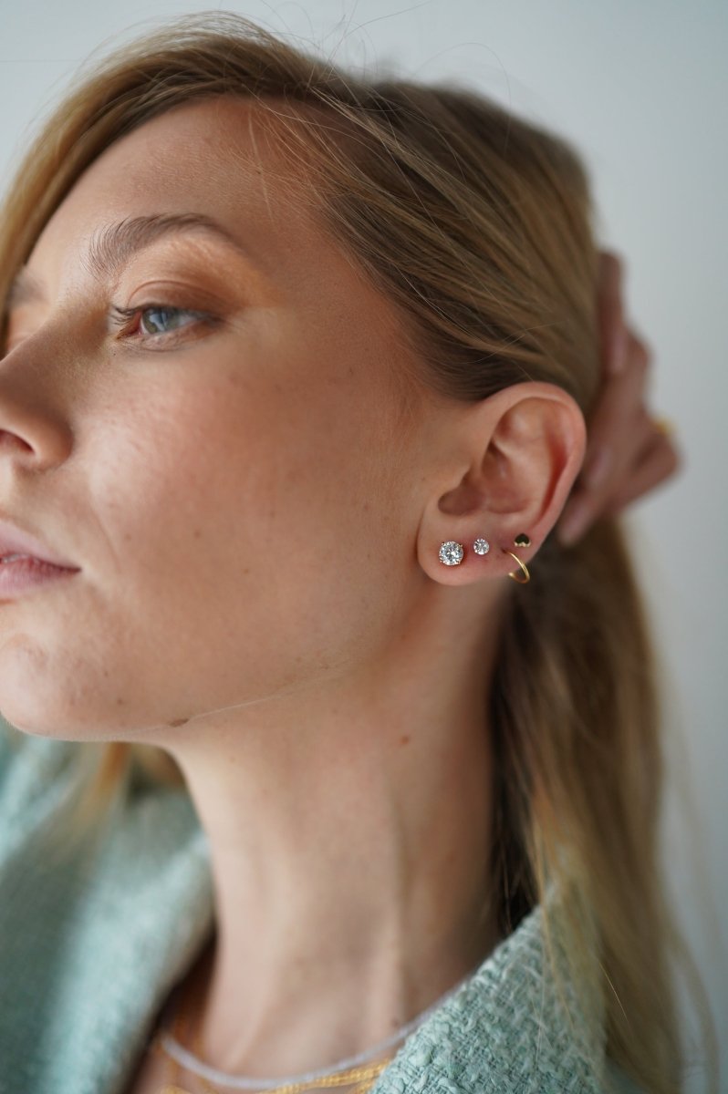 SINGLE HEART GOLD PIERCING - ARETES - Malandra Jewelry - KMA8 - 20048