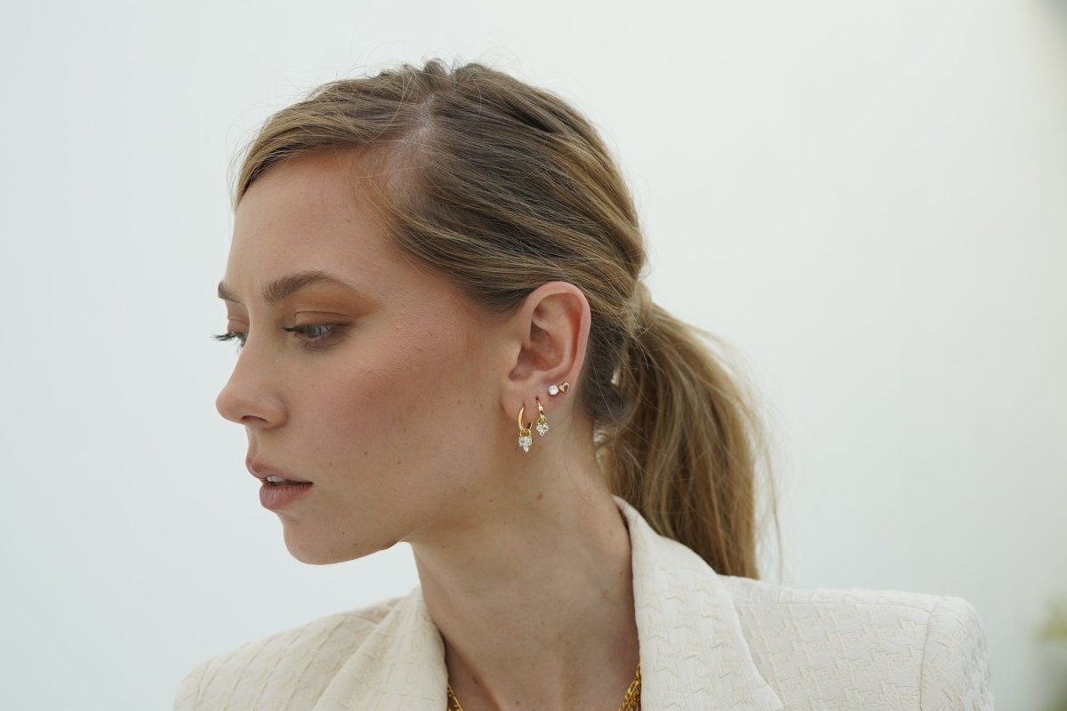 SINGLE HEART GOLD PIERCING - ARETES - Malandra Jewelry - KMA8 - 20048