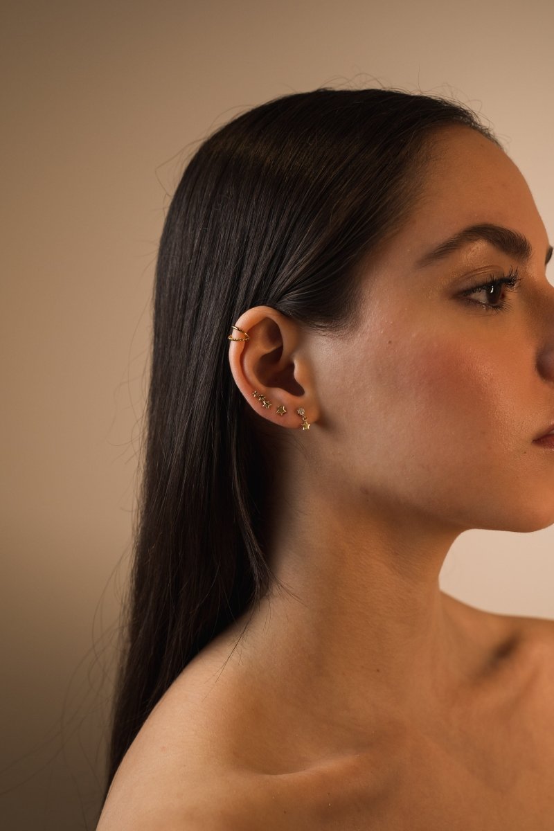 SINGLE STAR GOLD PIERCING - ARETES - Malandra Jewelry - KMA2 - 20071