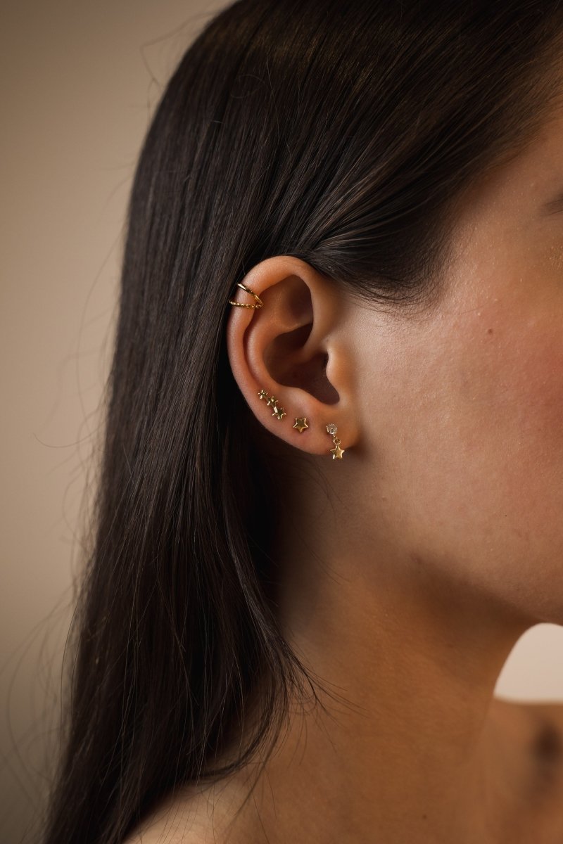 SINGLE STAR GOLD PIERCING - ARETES - Malandra Jewelry - KMA2 - 20071