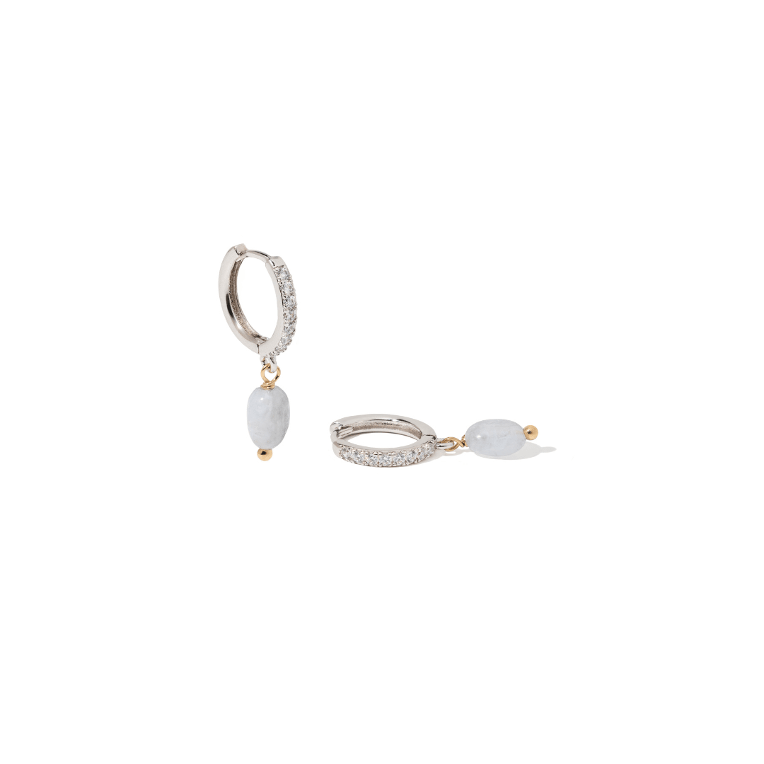 SKY GLOW CHALCEDONY HOOPS - ARETES - Malandra Jewelry - TA2403