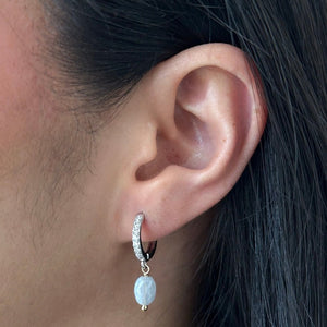 SKY GLOW CHALCEDONY HOOPS - ARETES - Malandra Jewelry - TA2403