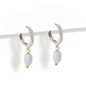 SKY GLOW CHALCEDONY HOOPS - ARETES - Malandra Jewelry - TA2403