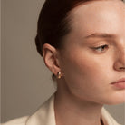 SMALL SQUARE STRIPED ESSENTIAL STUDS - ARETES - Malandra Jewelry - ICA517