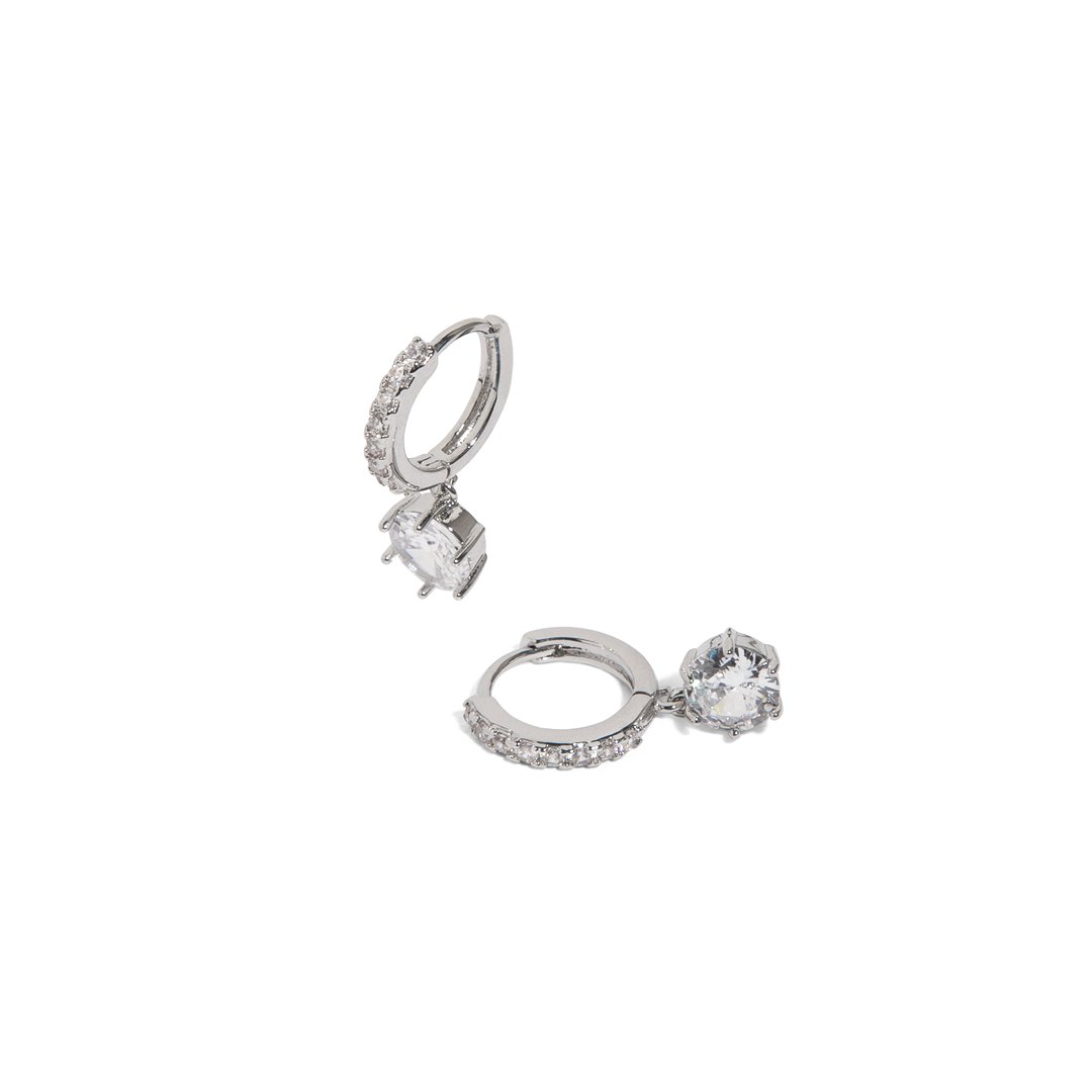SPARK CHARM SILVER HUGGIES - ARETES - Malandra Jewelry - AA1303-ASUB99955