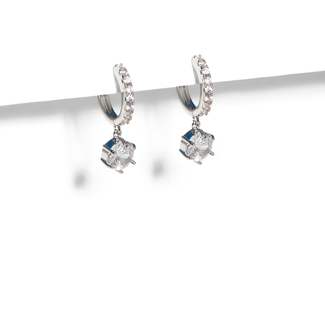 SPARK CHARM SILVER HUGGIES - ARETES - Malandra Jewelry - AA1303-ASUB99955