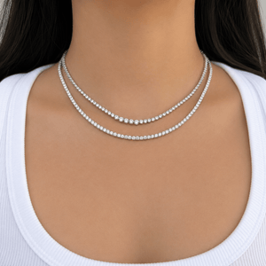 SPARK GOLD TENNIS NECKLACE - COLLARES - Malandra Jewelry - LRC5-SMON01-14K-4-18