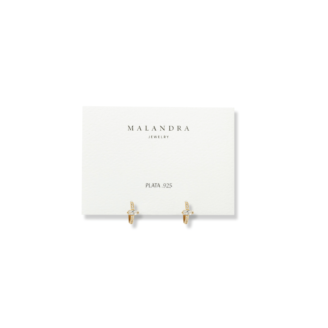 SPARK GOLDEN CROSS EARRINGS - ARETES - Malandra Jewelry - EAWA130-AAE616-1