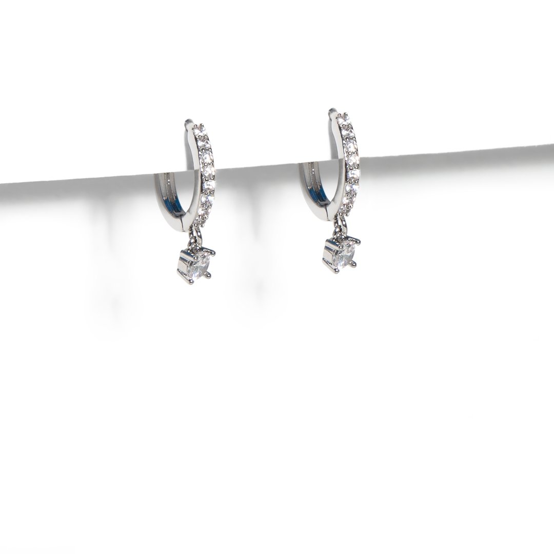 SPARK MINI CHARM SILVER HUGGIES - ARETES - Malandra Jewelry - AA1304-ASUB99955